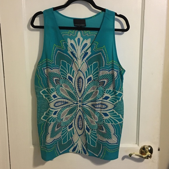 Cynthia Rowley Tops - Cynthia rowley turq patterned sleeveless blouse